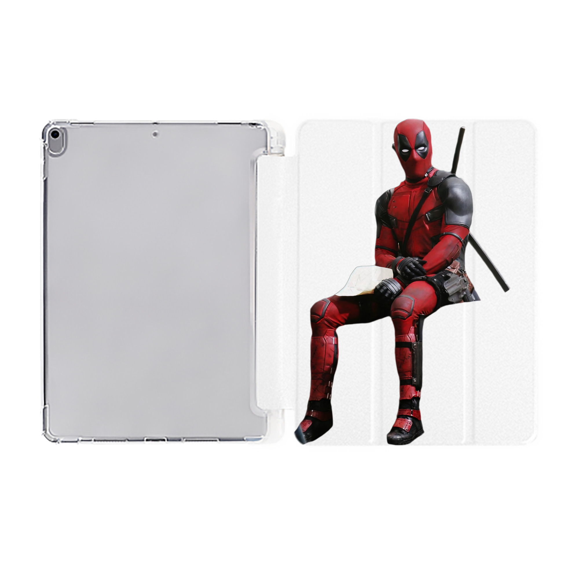 （画像用） Deadpool デッドプール IPad ケース ペン収納付き 三つ折りスタンド PUレザー×シリコン 対応機種9.5/10.5/10.9インチ